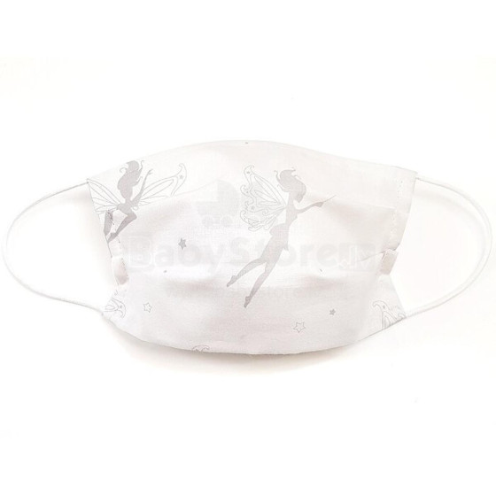 MamoTato child face mask with filter pocket, white, fairies