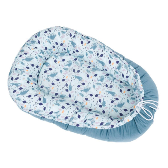 MamoTato baby nest ( cocoon ) - double-sided, velvet, herons, blue