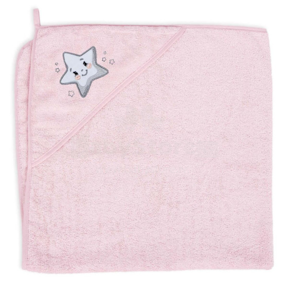 Hooded towel pink star 100x100 Ceba Baby