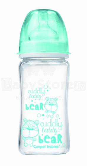 CANPOL BABIES plata kakla barošanas pudelītes Anti-Colic EasyStart glass 240ml, Forest Friends 79/002_blu