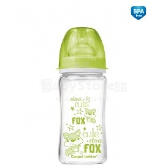 CANPOL BABIES plata kakla barošanas pudelītes Anti-Colic EasyStart glass 240ml, Forest Friends 79/002_gre