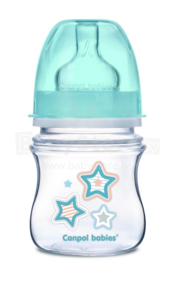 CANPOL BABIES buteliukas plataus kaklelio Easy Start Newborn Anti-colic 120ml 35/216 blue stars