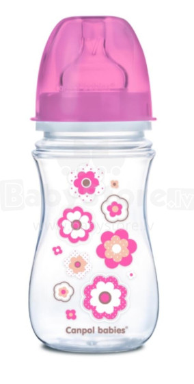 CANPOL BABIES buteliukas plataus kaklelio Easy Start Newborn Anti-colic 240ml 35/217 pink flowers