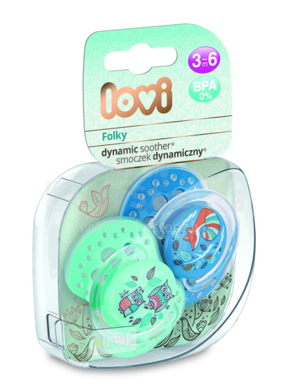 LOVI Dynamic soother 3- 6 months 2 pcs Folky 22/842boy