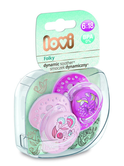 LOVI Dynamic soother 6-18 months 2 pcs Folky 22/843girl