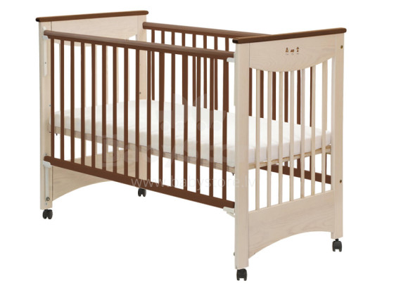 DREWEX cot Mocca with dropside white transparent/chocolte