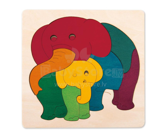 HAPE dėlionė Rainbow Elephant & Baby, E6505A