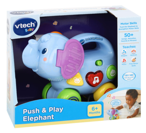 VTECH muzikālā rotaļlieta Spied un Spēlējies Zilonis, 513603