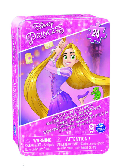 SPINMASTER GAMES dėlionė 3D 24d. metalinėje dėž. Disney Princess, 6033231