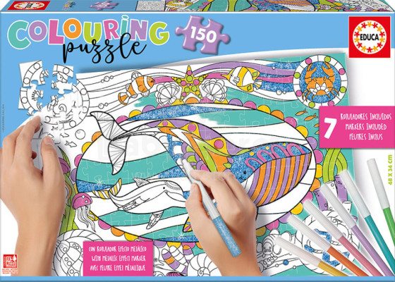 EDUCA colouring puzzle Kids sea life, 150 pcs., 17827