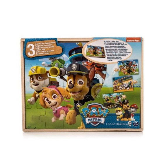 SPINMASTER GAMES dėlionė medinė 3x24d. Paw Patrol, 6028789