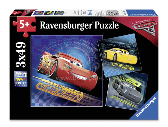 RAVENSBURGER puzzle Cars 3 McQueen 3x49, 08026