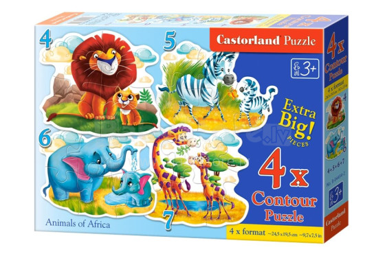 CASTORLAND puzzle Animals of Africa, 4w1  B-04454