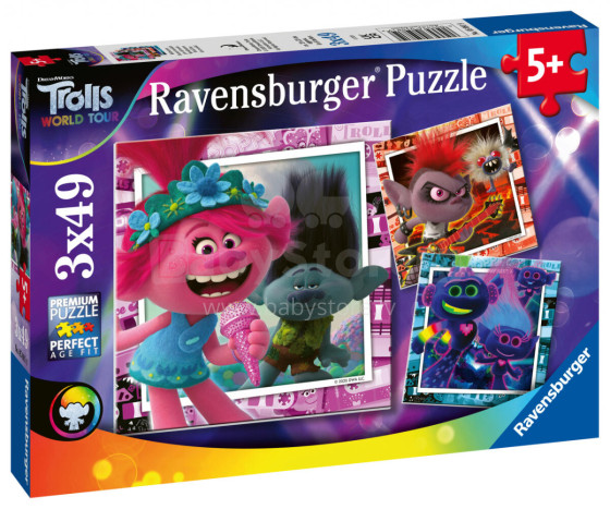 RAVENSBURGER pussel Trolls 2, 3x49st., 05081