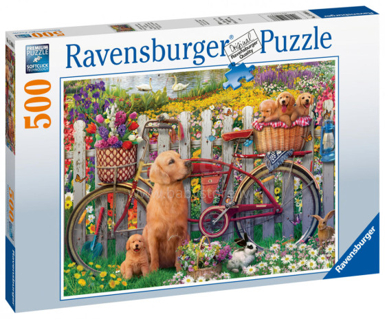 RAVENSBURGER pussel Cute dogs in the garden, 500st., 15036