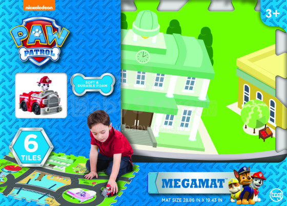 TCG žaidimo kilimėlis su mašinėle Paw Patrol 6-piece Tile Mega Mat, 67511