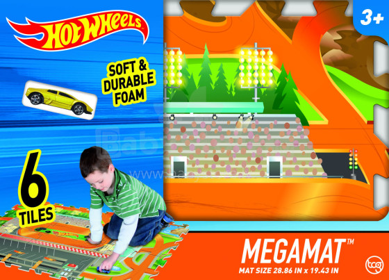 TCG play mat with vechile Hot Wheels 6-piece Tile Mega Mat, 30746