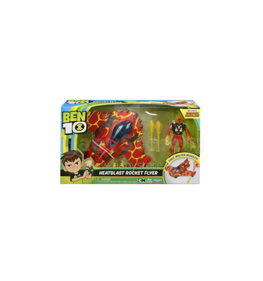 BEN10 Transformējama mašīna ar figūru, Heatblast Rocket Flyer w/Exclusive Figure, 77401