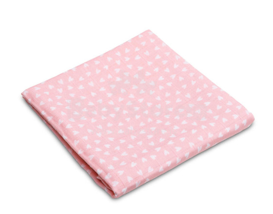 Muslin diaper – hearts pink