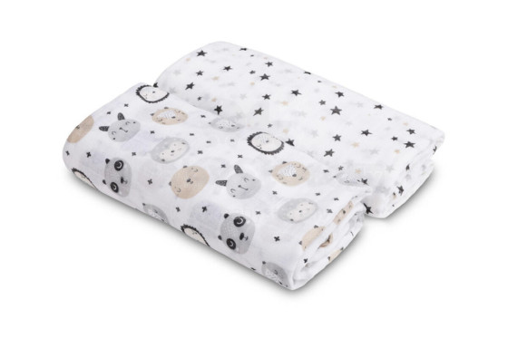 BAMBOO DIAPER 2-PACK BEARS+STARS 120X120