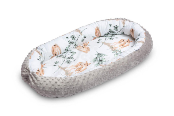 BABY NEST MINKY 70x30 SILVER FAWNS