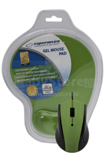 ESPERANZA OPTICAL MOUSE WITH GEL MOUSE PAD GREEN