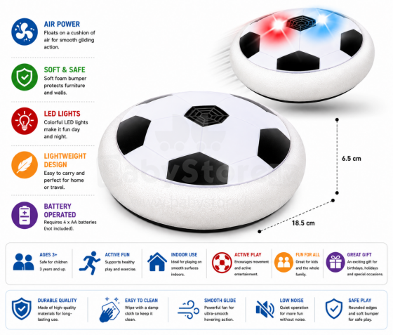 I-Toys Hover Ball  Art.195755 LED apšviestas oro kamuolys/futbolas
