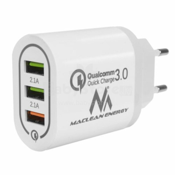 Maclean Energy MCE479W 3xUSB lādētājs QC 3.0