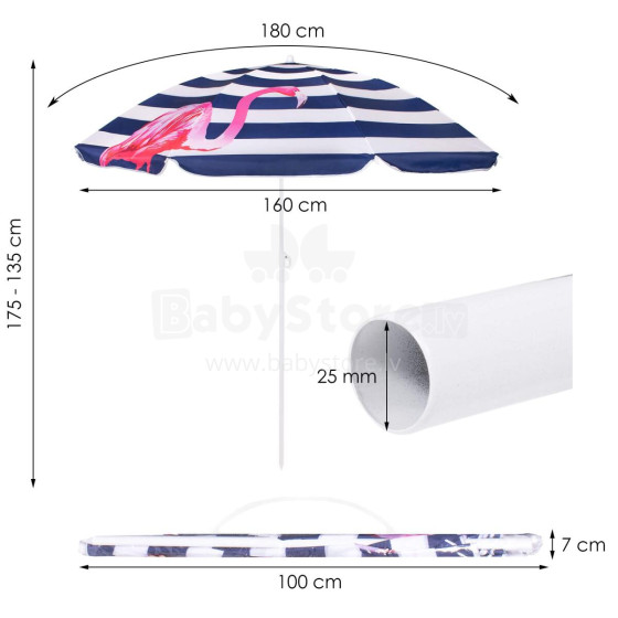 Beach umbrella Springos BU0019 180cm