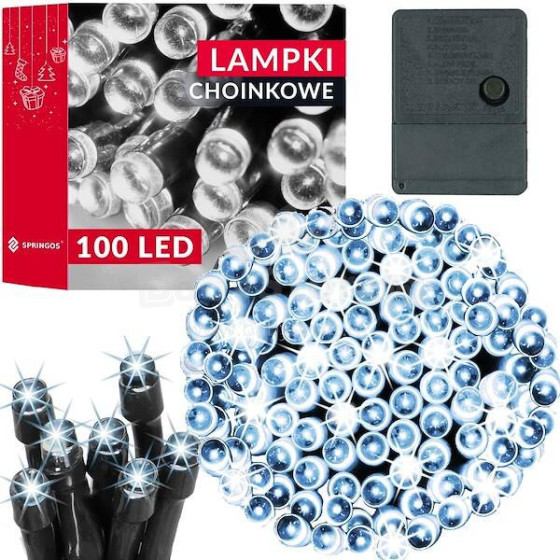 Kalėdų eglutės lemputės 100 led Springos CL0127 šaltai balta 8,5 m