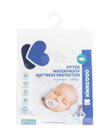 Mattress protector fitted - organic cotton 70/140/15 cm