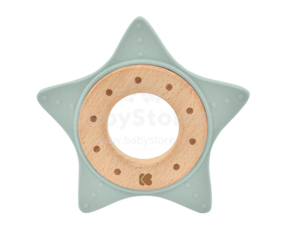 Silicone and wood teether Star Mint