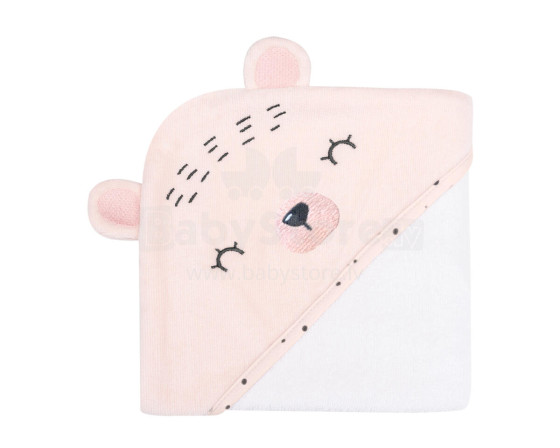 Hooded towel 90/90 cm Bear with me Pink