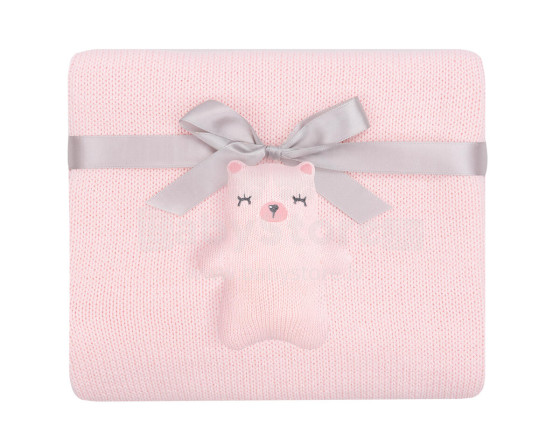 Knitted blanket Bear with me Pink