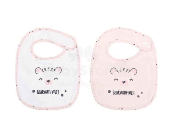 Bibs set 2pcs terry+velour Bear with me Pink