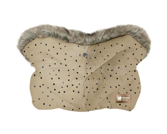 Handmuff Luxury Fur Dots Beige