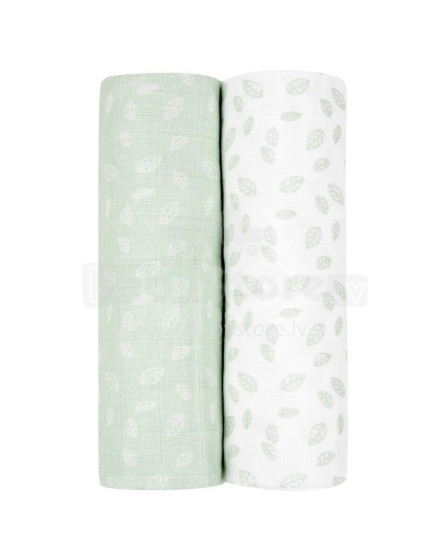 Muslin swaddle set 2pcs 80x80 cm Leaves Mint