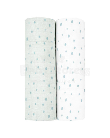 Muslin swaddle set 2pcs 80x80 cm Dots Blue