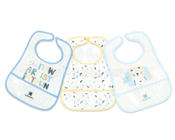 EVA terry bib with crumb catcher 3pcs Arty Blue