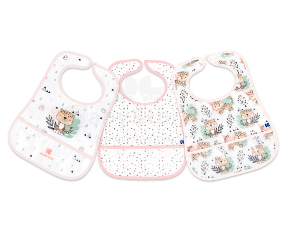 EVA terry bib with crumb catcher 3pcs Savanna Pink
