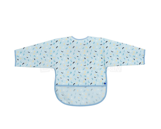 EVA long sleeve bib with crumb catcher Arty Blue Pattern
