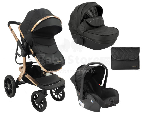 Stroller 3in1 with plastic carrycot Irene Black 2023