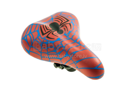 Bicycle saddle for children bicycle SPIDER WEB, red with spider motive