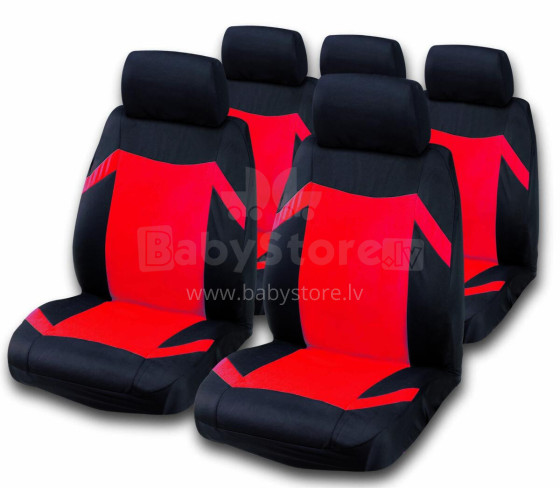 Set of car seat covers KEEN, black/red