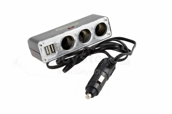 Car smoker splitter with 3 ports + 2 USB ports