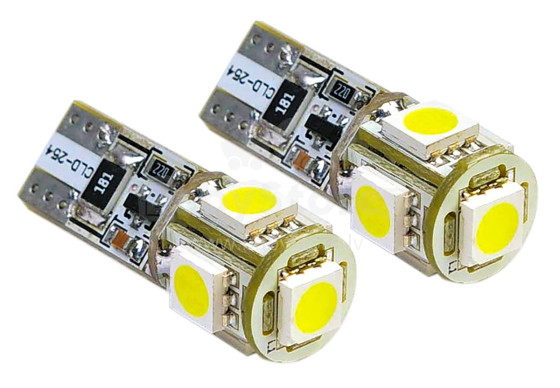 LED spuldzes, 2 gab, W5W T10 Canbus, 5SMD