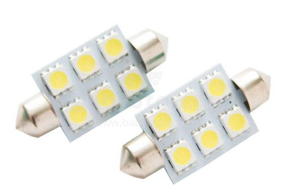 Лампочки светодиодные, 2 шт., C5W 39мм Festoon, 6SMD