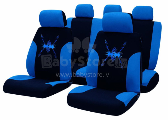 Car seat cover set TRIBAL, black/blue