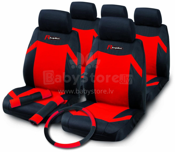 Set of car seat covers INDY, black/red