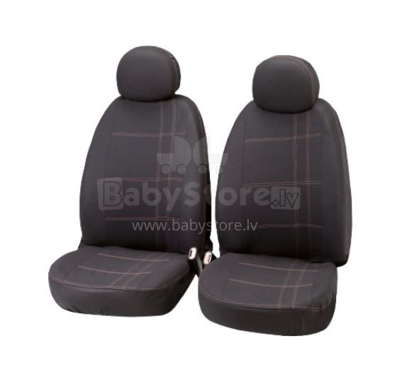 Front car seat covers EMBROIDERY, black/grey